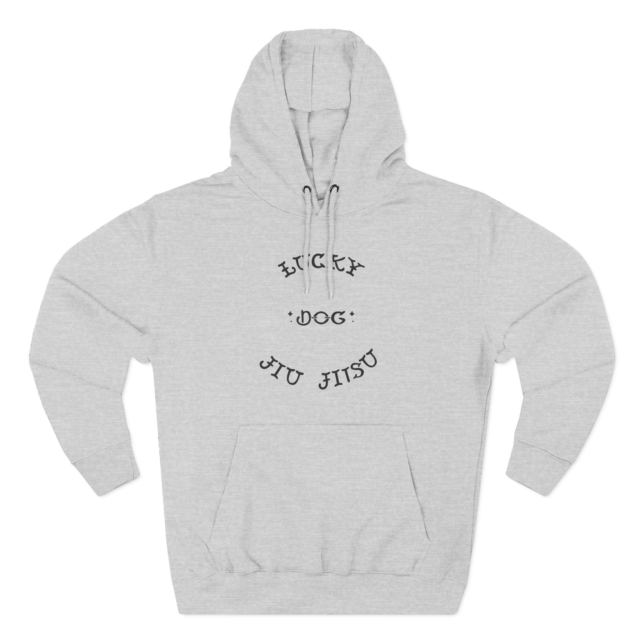 Lucky Dog Jiu Jitsu Black Font Three-Panel Fleece Hoodie