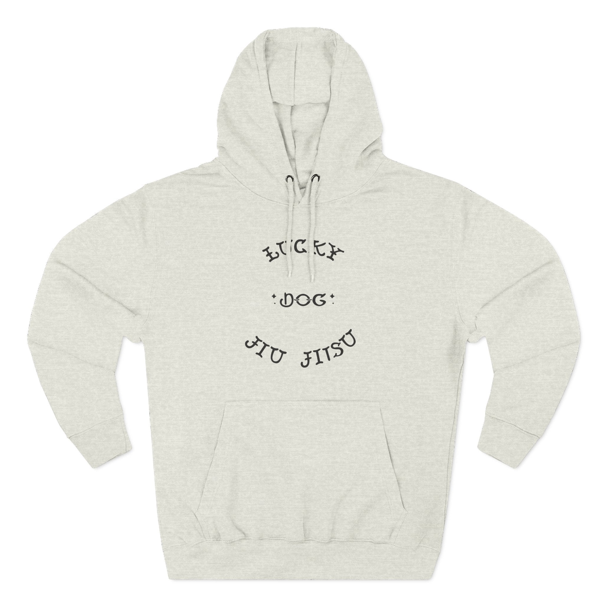 Lucky Dog Jiu Jitsu Black Font Three-Panel Fleece Hoodie