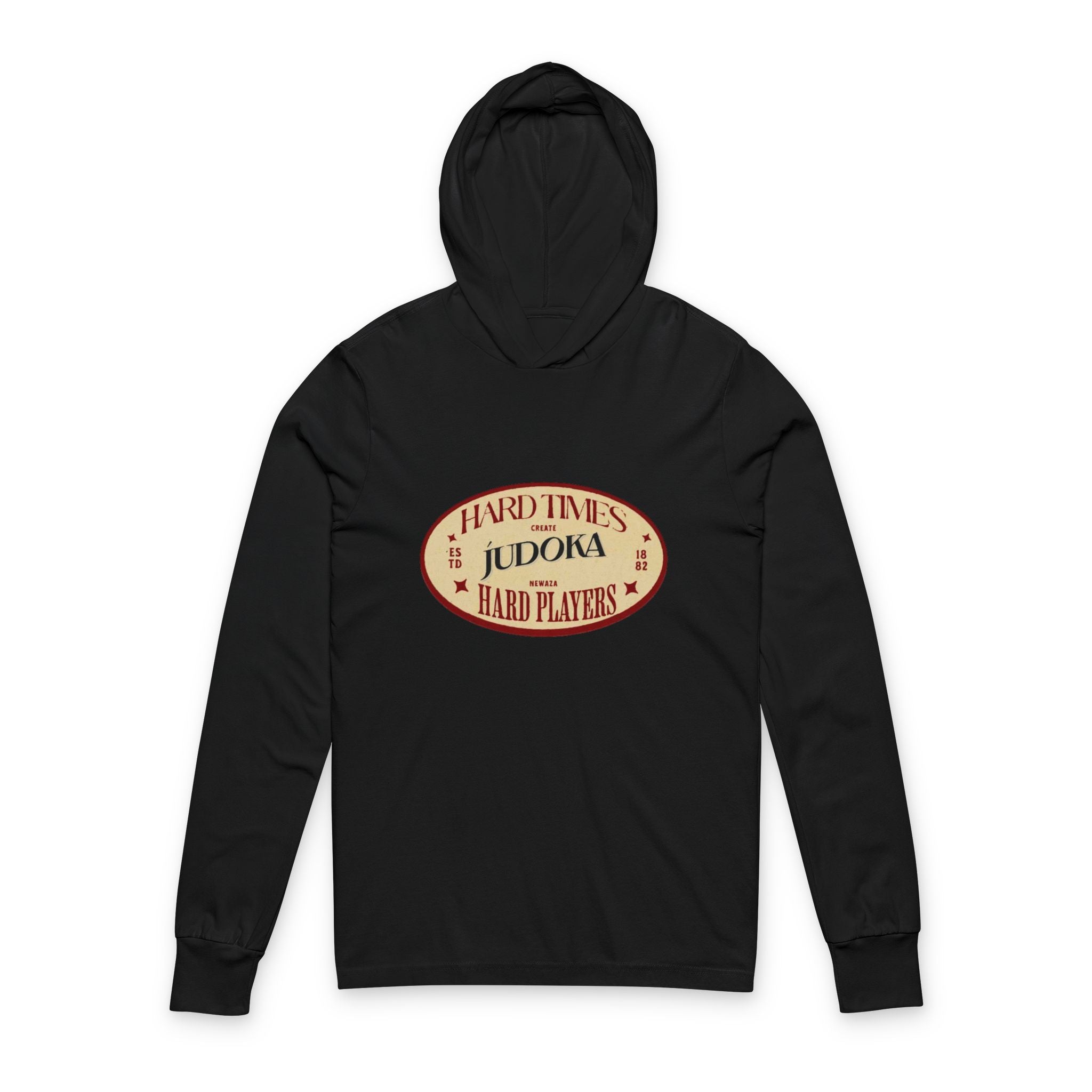 Judoka Hoodie Tee — "Hard Time for Judoka, Hard Players" Martial Arts Long-Sleeve Hooded Tee