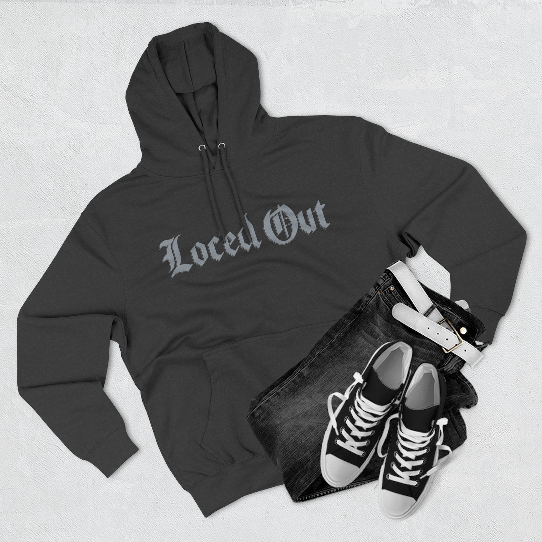 Loc- ed Out Three-Panel Fleece Hoodie - Cozy Streetwear, Perfect Gift for Teens, Casual Wear, Graphic Hoodie, Fall/Winter Fashion