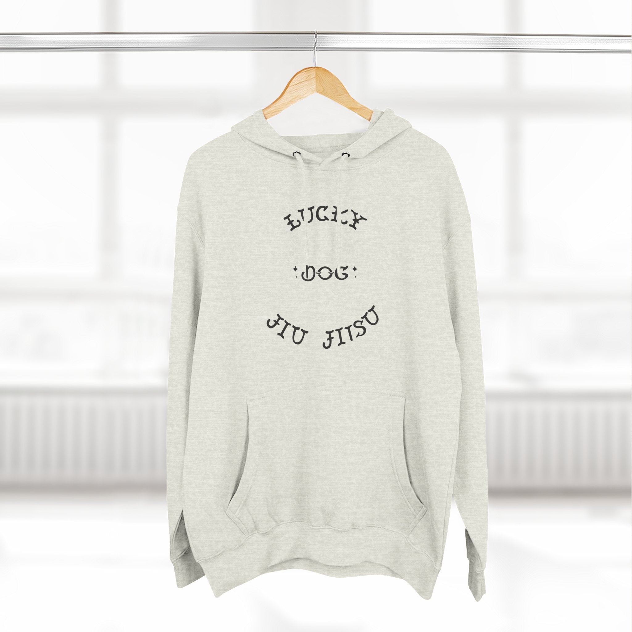 Lucky Dog Jiu Jitsu Fleece Hoodie Black Font for Martial Arts, Perfect Gift for BJJ Enthusiasts, Jiu Jitsu Apparel, Cozy Activewear, Gym Hoodie
