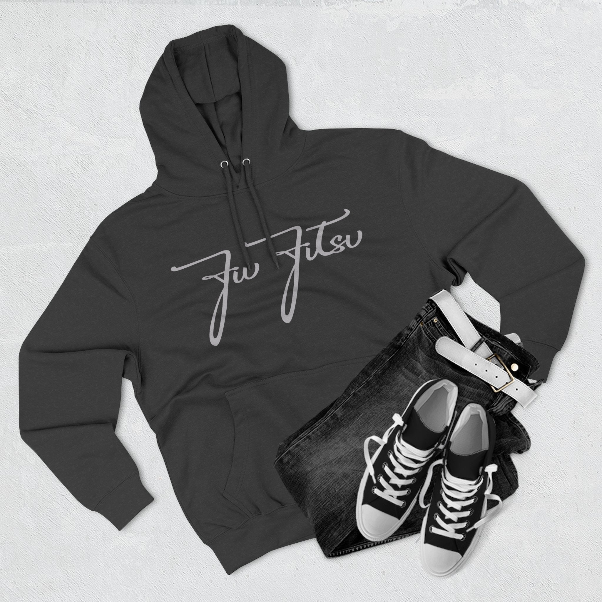 Stylish Jiu Jitsu Flow Three-Panel Fleece Hoodie - Cozy Casual Wear for Everyday, Perfect for Gifts, Relaxation, and Seasonal Celebrations