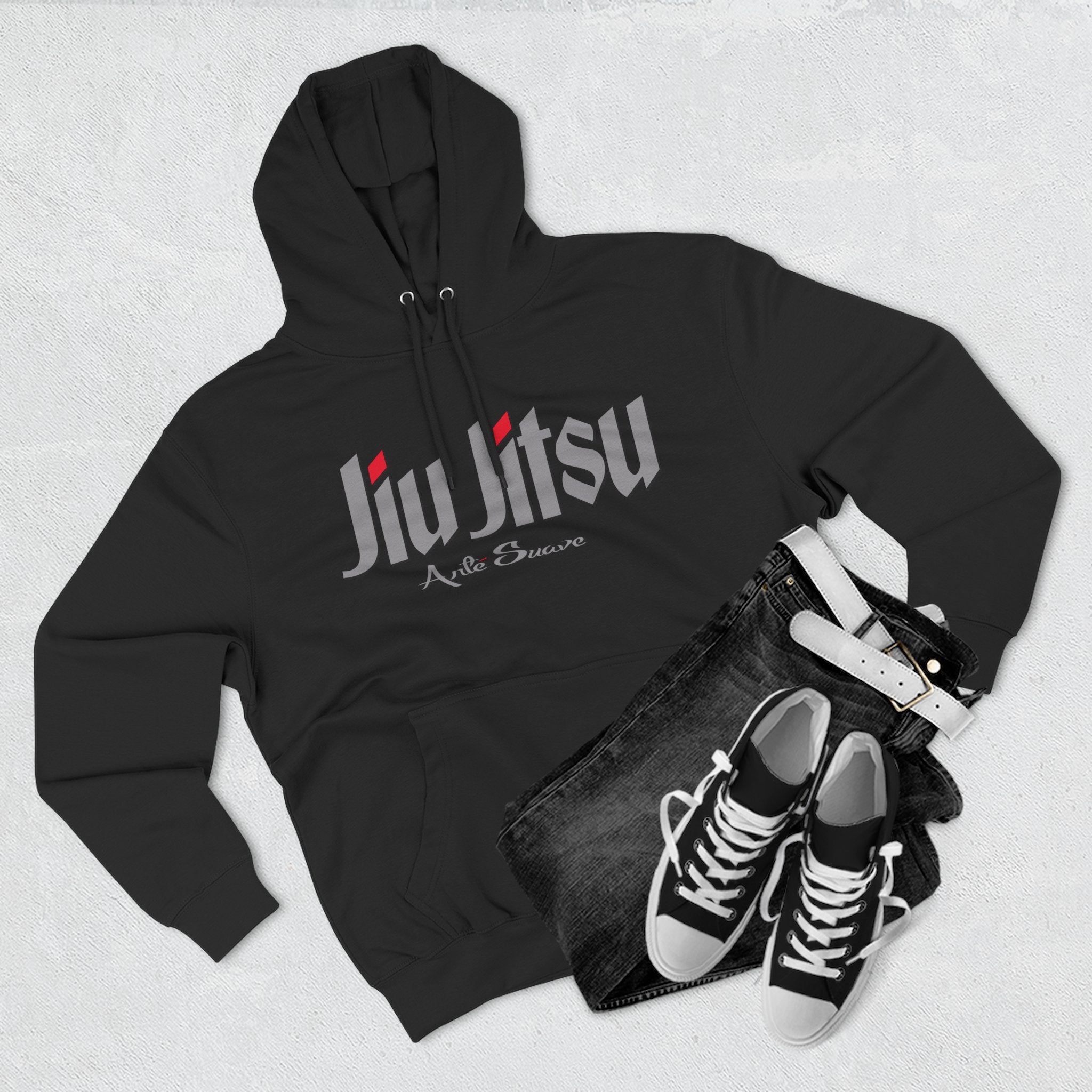 Three panel fleece Jiu Jitsu Hoodie for Martial Arts Lovers, Gifts for Athletes, Cozy Sports Apparel, Perfect for Training and Casual Wear