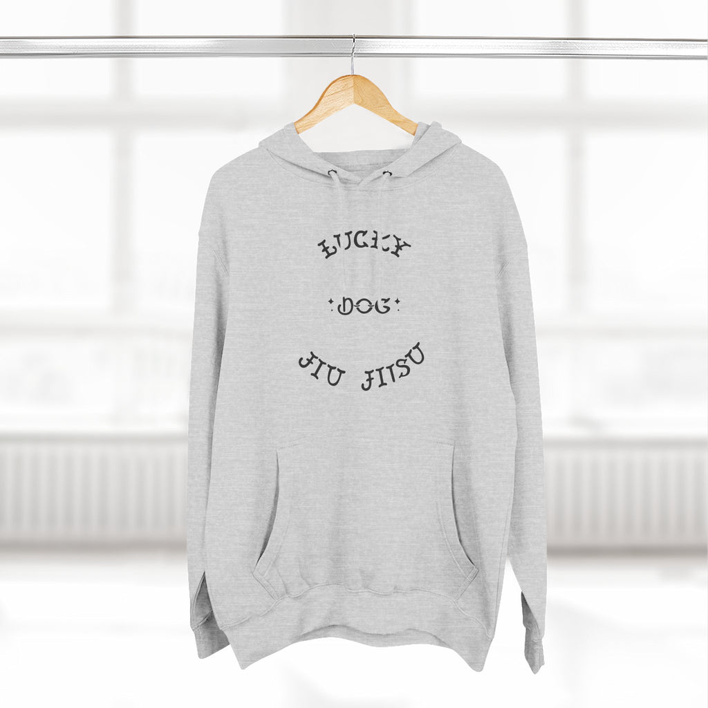 Lucky Dog Jiu Jitsu Fleece Hoodie Black Font for Martial Arts, Perfect Gift for BJJ Enthusiasts, Jiu Jitsu Apparel, Cozy Activewear, Gym Hoodie
