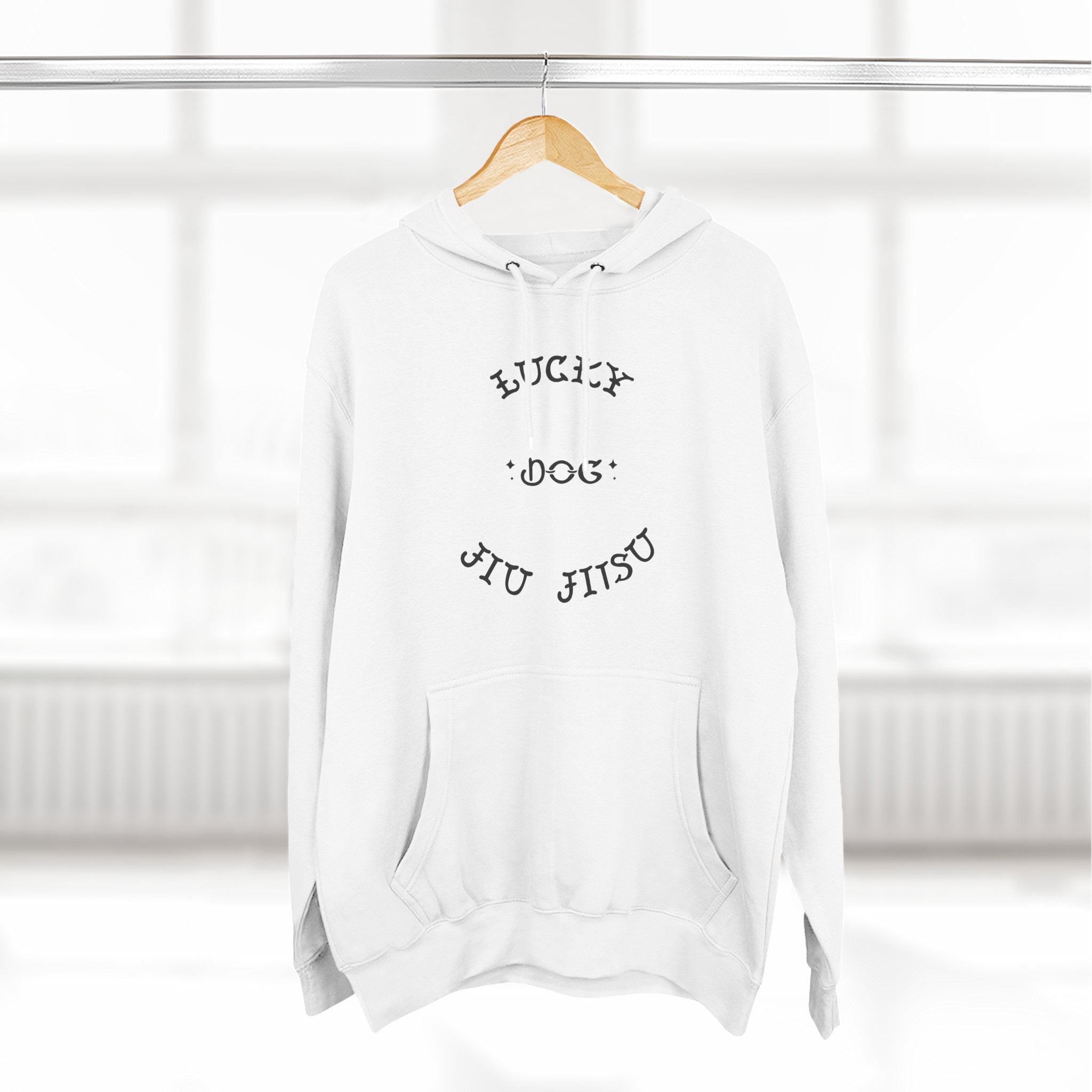 Lucky Dog Jiu Jitsu Fleece Hoodie Black Font for Martial Arts, Perfect Gift for BJJ Enthusiasts, Jiu Jitsu Apparel, Cozy Activewear, Gym Hoodie