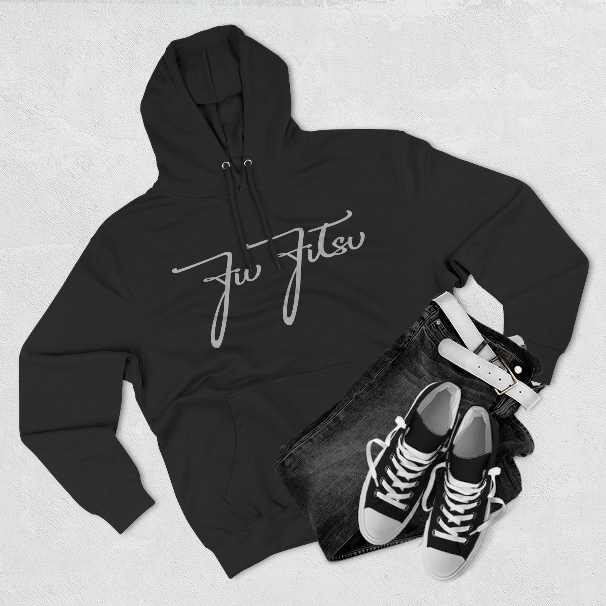Stylish Jiu Jitsu Flow Three-Panel Fleece Hoodie - Cozy Casual Wear for Everyday, Perfect for Gifts, Relaxation, and Seasonal Celebrations